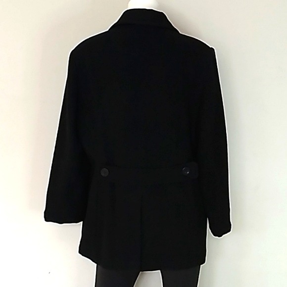 Andrea Brem Womens Black Wool Double Breasted Pea Coat. Sz Small - Picture 5 of 9